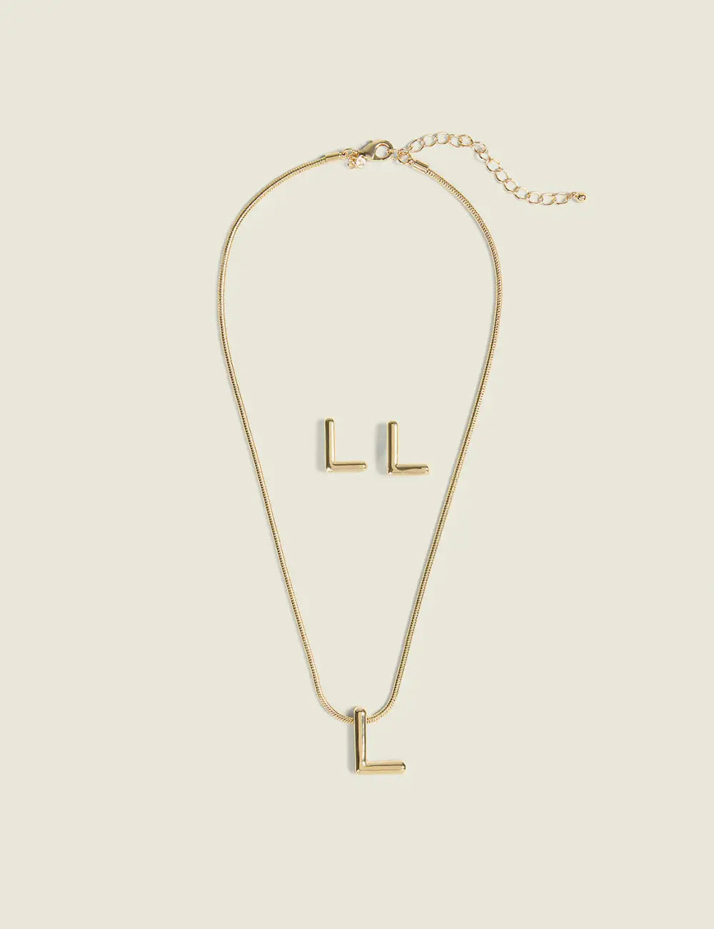 Initial Necklace & Earring Set