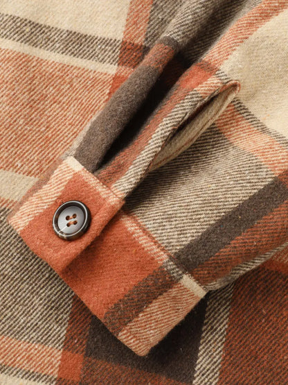 Halloween Plaid Chest Pockets Long Jacket
