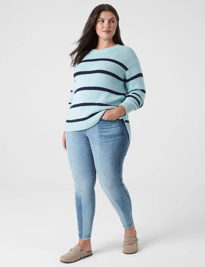 Long-Sleeve Striped Boxy Sweater
