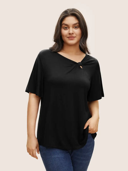 Supersoft Essentials Twist Front Asymmetrical Neck T-Shirt