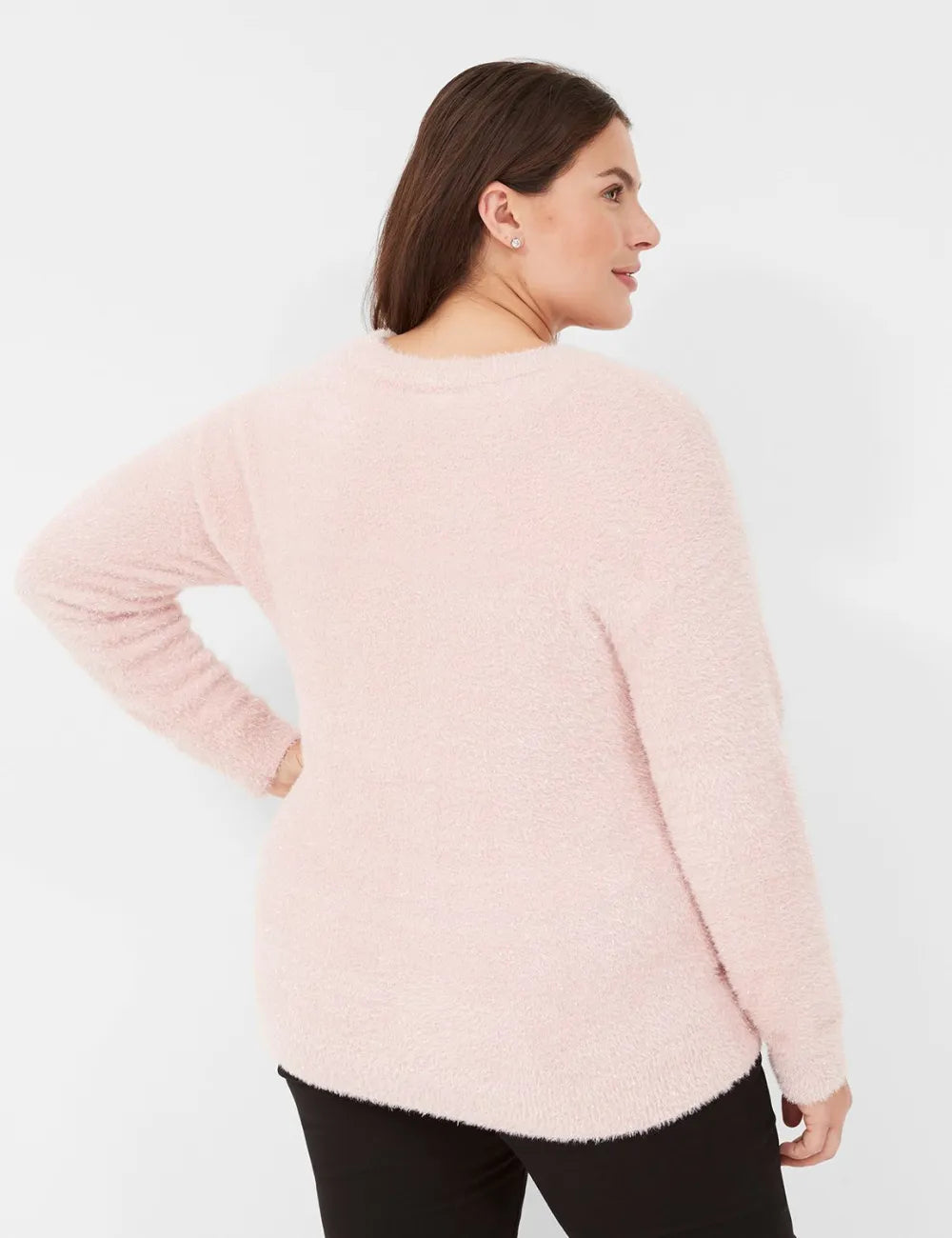 Lurex Crew-Neck Eyelash Sweater
