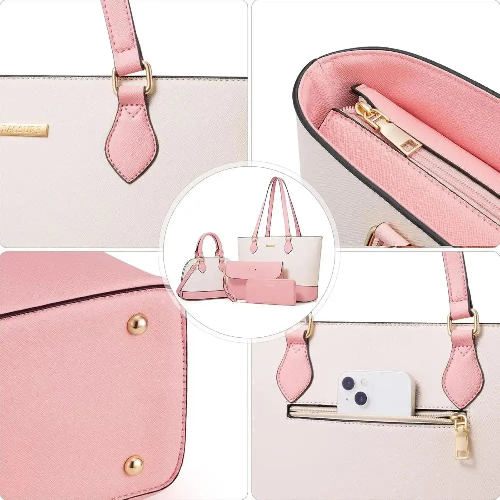 4PCS Women Fashion Handbags Purses Wallet Tote Shoulder Bags