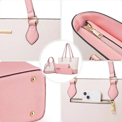4PCS Women Fashion Handbags Purses Wallet Tote Shoulder Bags