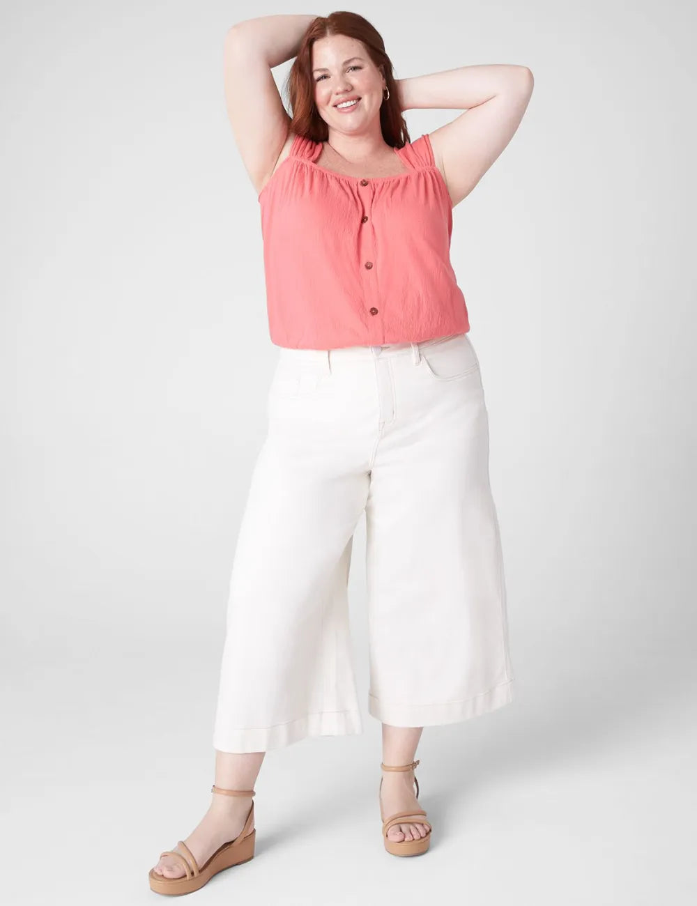 Relaxed Crop Cap-Sleeve Square-Neck Top
