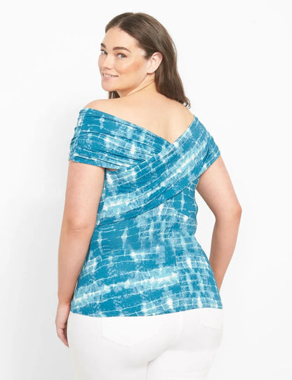 Fitted Faux-Wrap Off-The-Shoulder Top