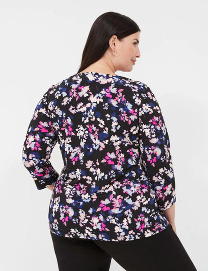 Swing 3/4-Sleeve Pleat-Front Top