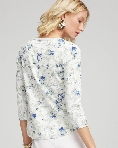 Floral Pima V-Neck Tee