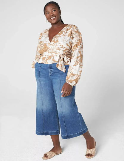Classic Crop Long-Sleeve Full-Wrap Top