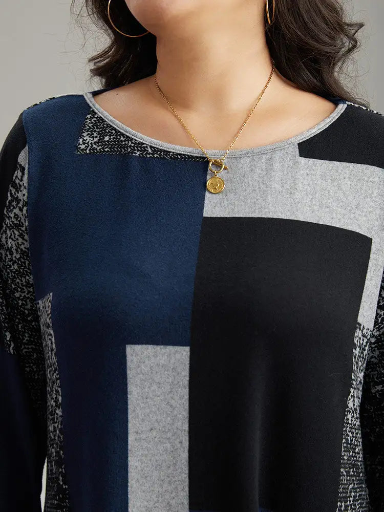 Colorblock Contrast Round Neck T-Shirt
