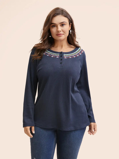 Bandana Embroidered Button Up T-Shirt