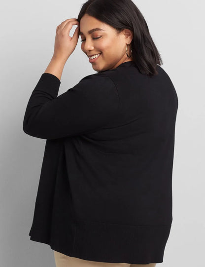 3/4-Sleeve Open-Front Cardigan