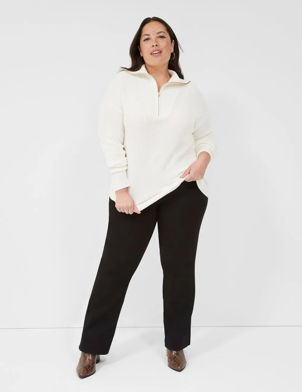 Half-Zip Mock-Neck Sweater