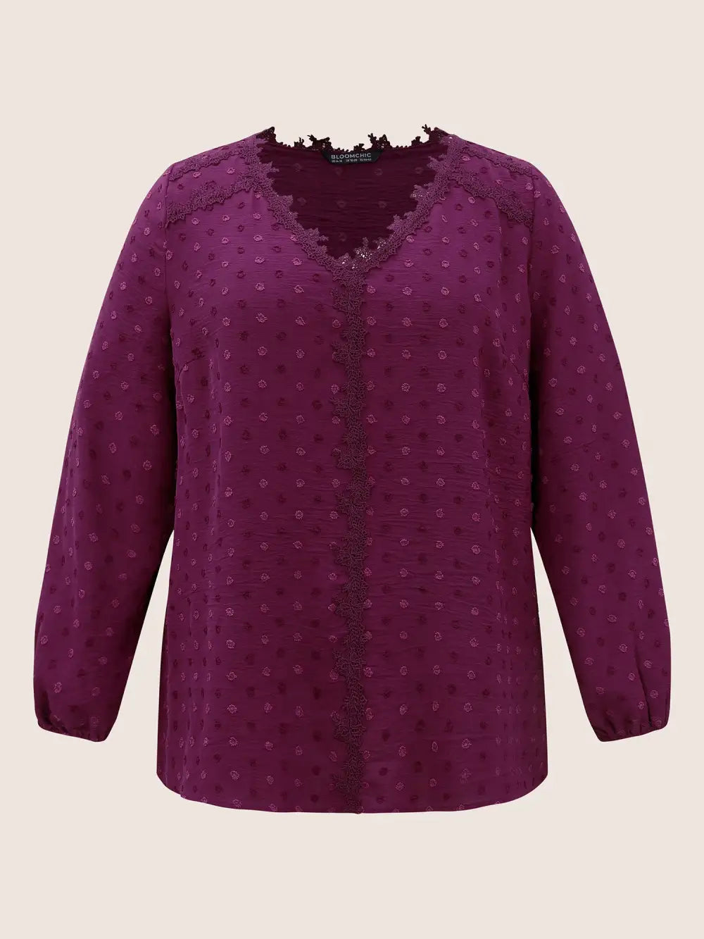 Plisse Eyelet Lace Elastic Cuffs Blouse