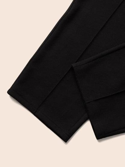 Solid Elastic Waist Pocket Leggings