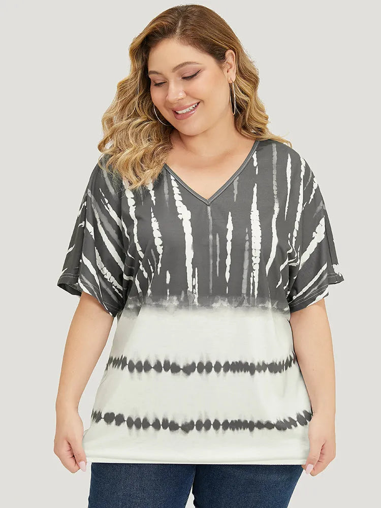 Tie Dye Batwing Sleeve T-shirt