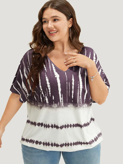 Tie Dye Batwing Sleeve T-shirt