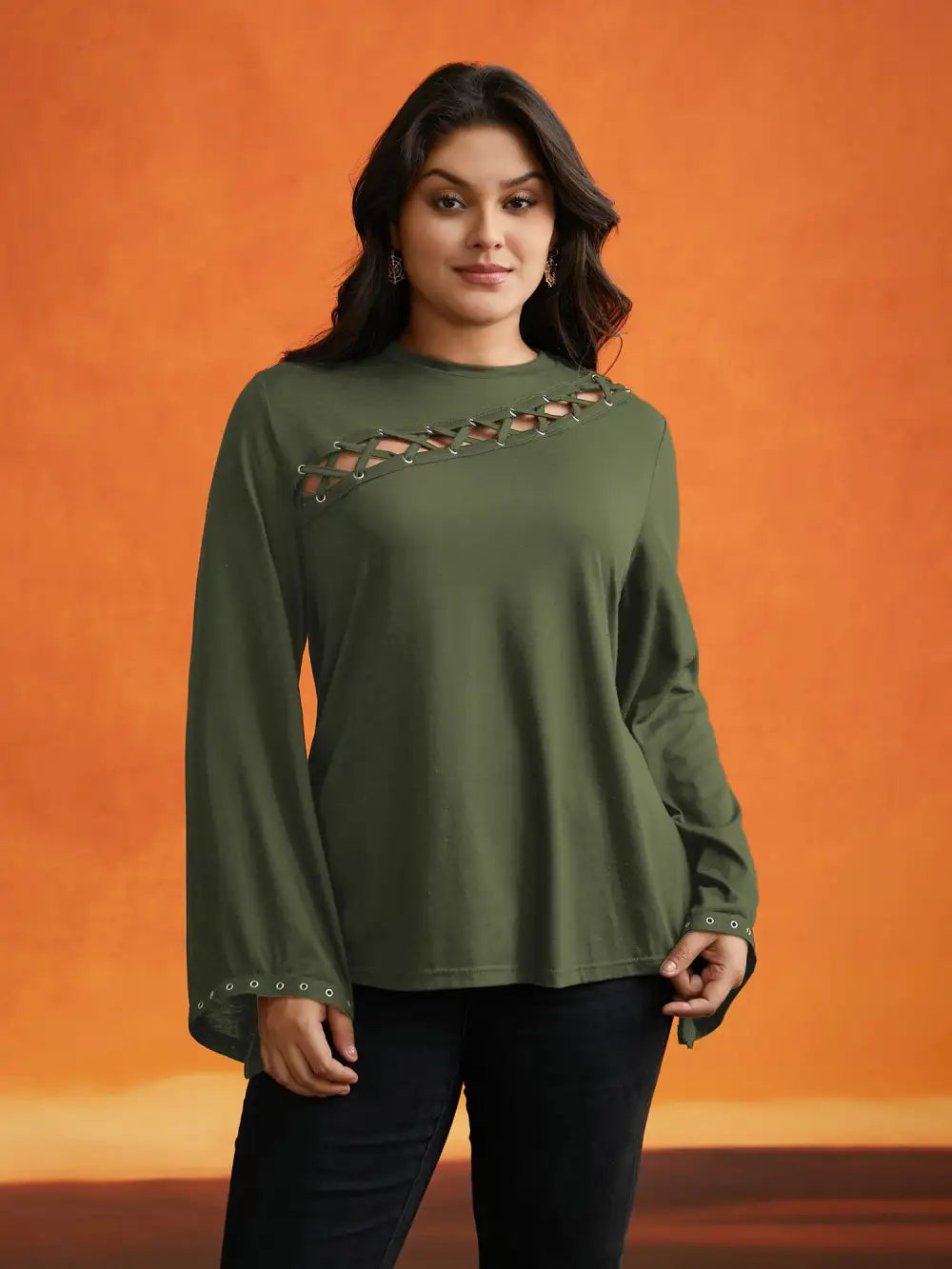 Peek-A-Boo Cut-Out Neckline T-Shirt