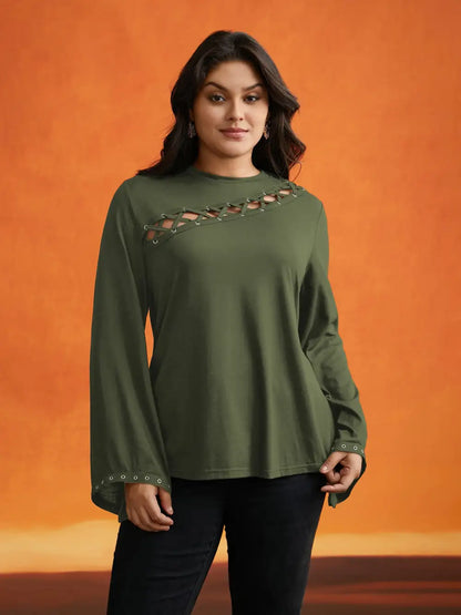 Peek-A-Boo Cut-Out Neckline T-Shirt