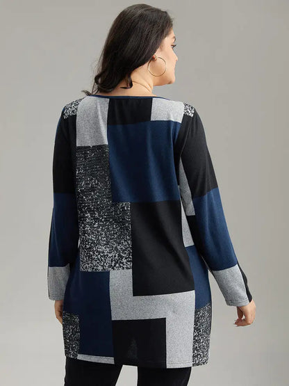 Colorblock Contrast Round Neck T-Shirt