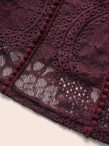 Square Neck Lace Panel Gathered Jumpsuit