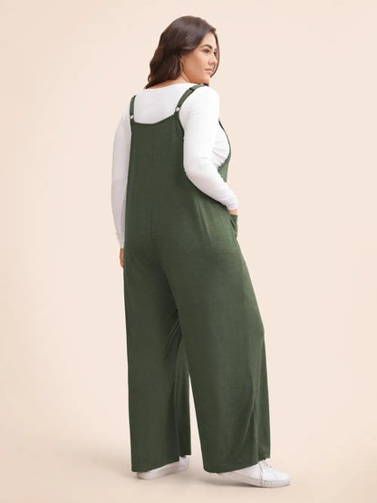 Supersoft Essentials Solid Patched Pocket Overall Cami Jumpsuit