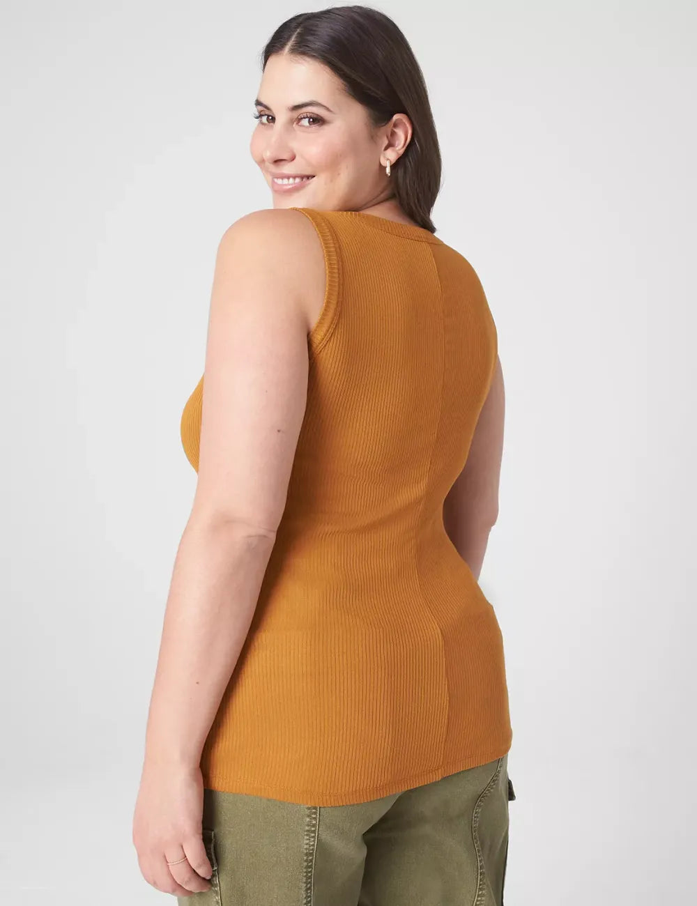 Fitted High-Neck Rib Tank