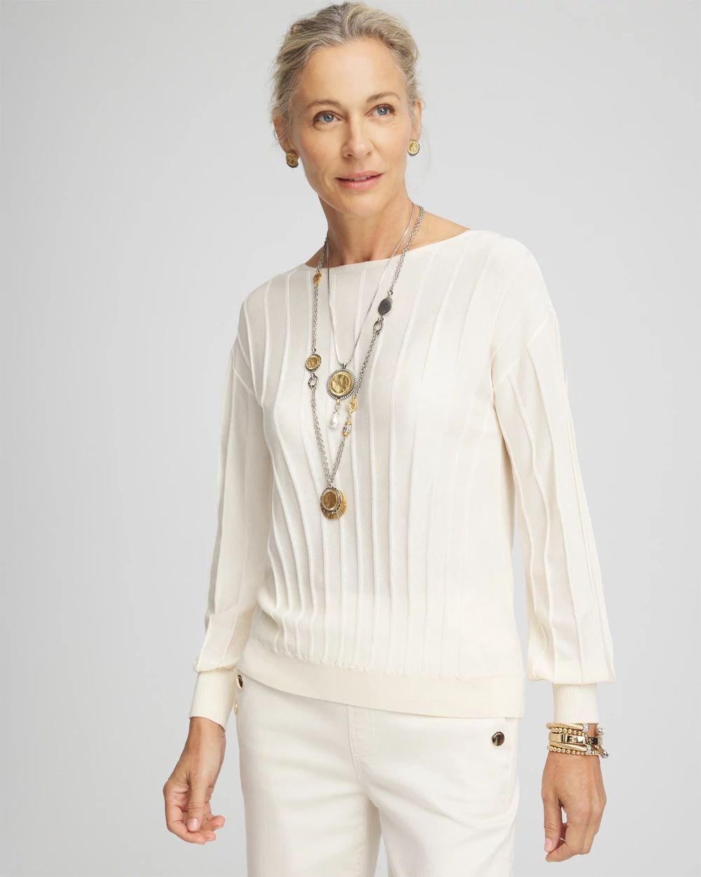 Pleated Long Sleeve Sweater