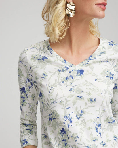 Floral Pima V-Neck Tee