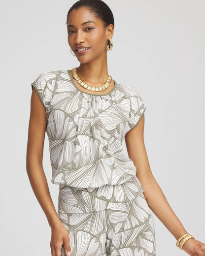TravelersTM Abstract Leaf Print Knit Top