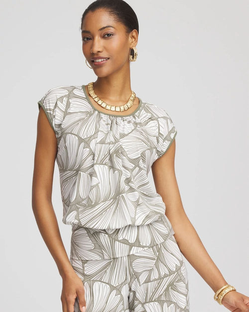 TravelersTM Abstract Leaf Print Knit Top