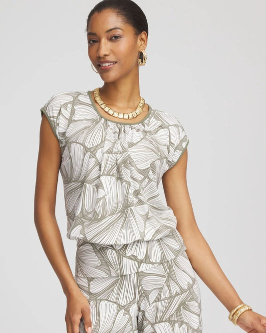 TravelersTM Abstract Leaf Print Knit Top