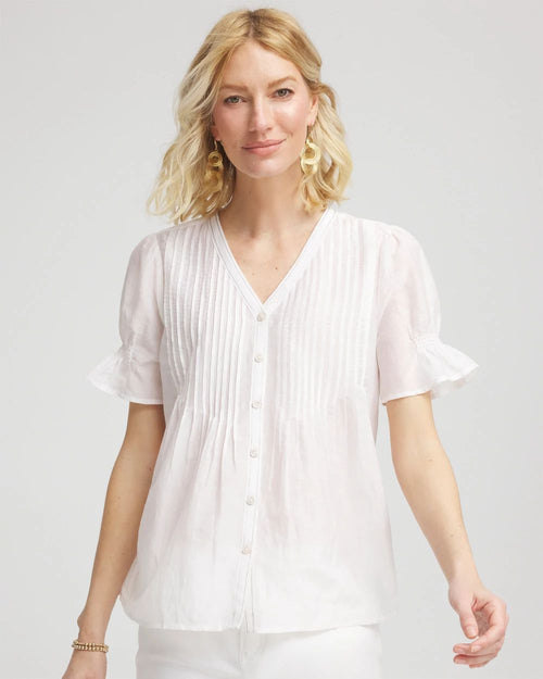 Pleated Cotton-Silk Shirt