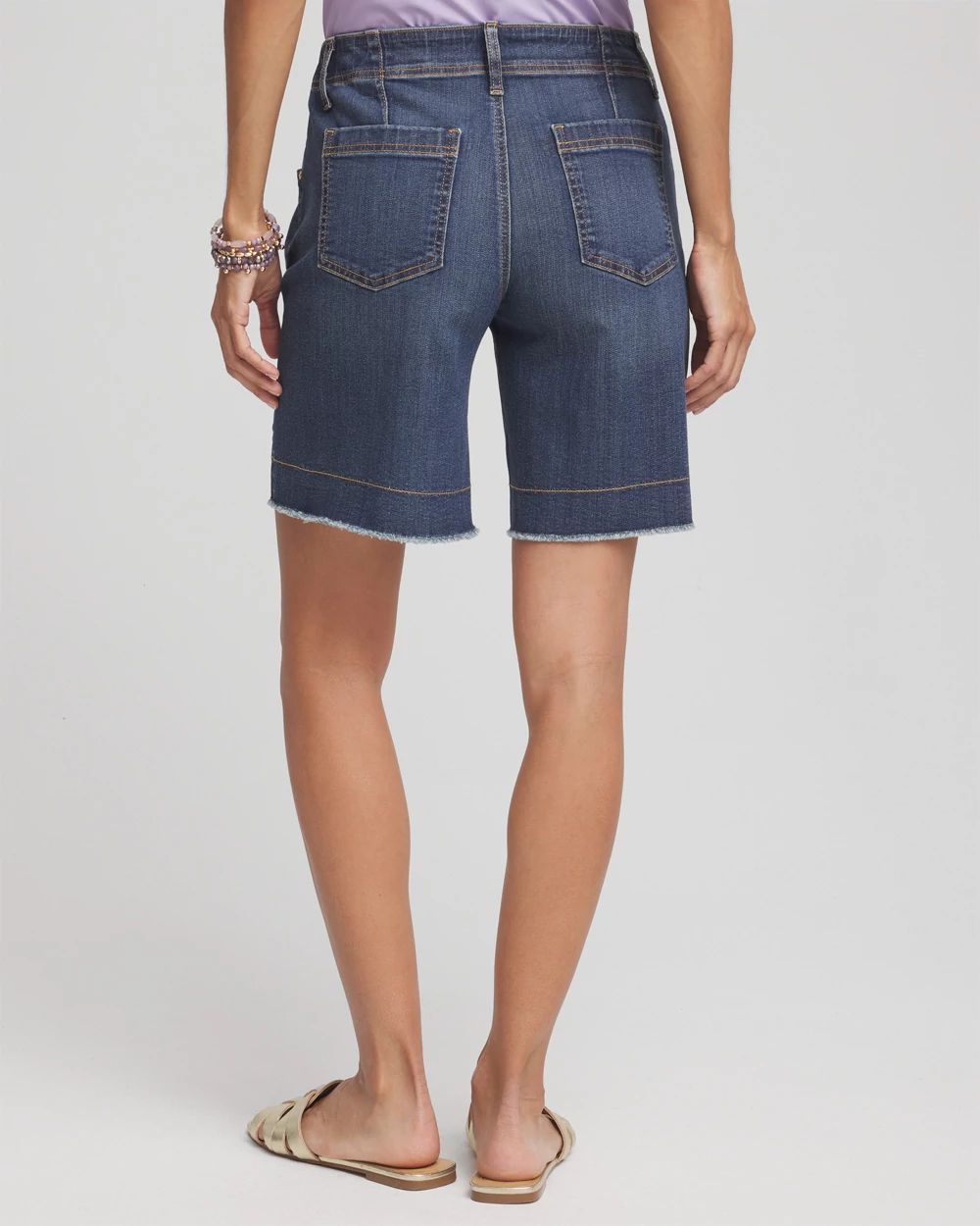 Pull-On Fray Hem Shorts