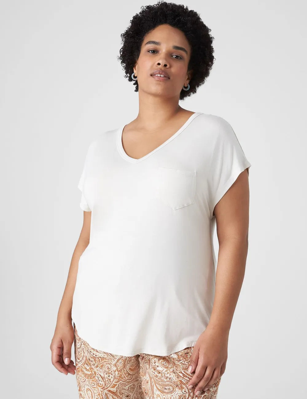 Short-Sleeve V-Neck Pocket Tee