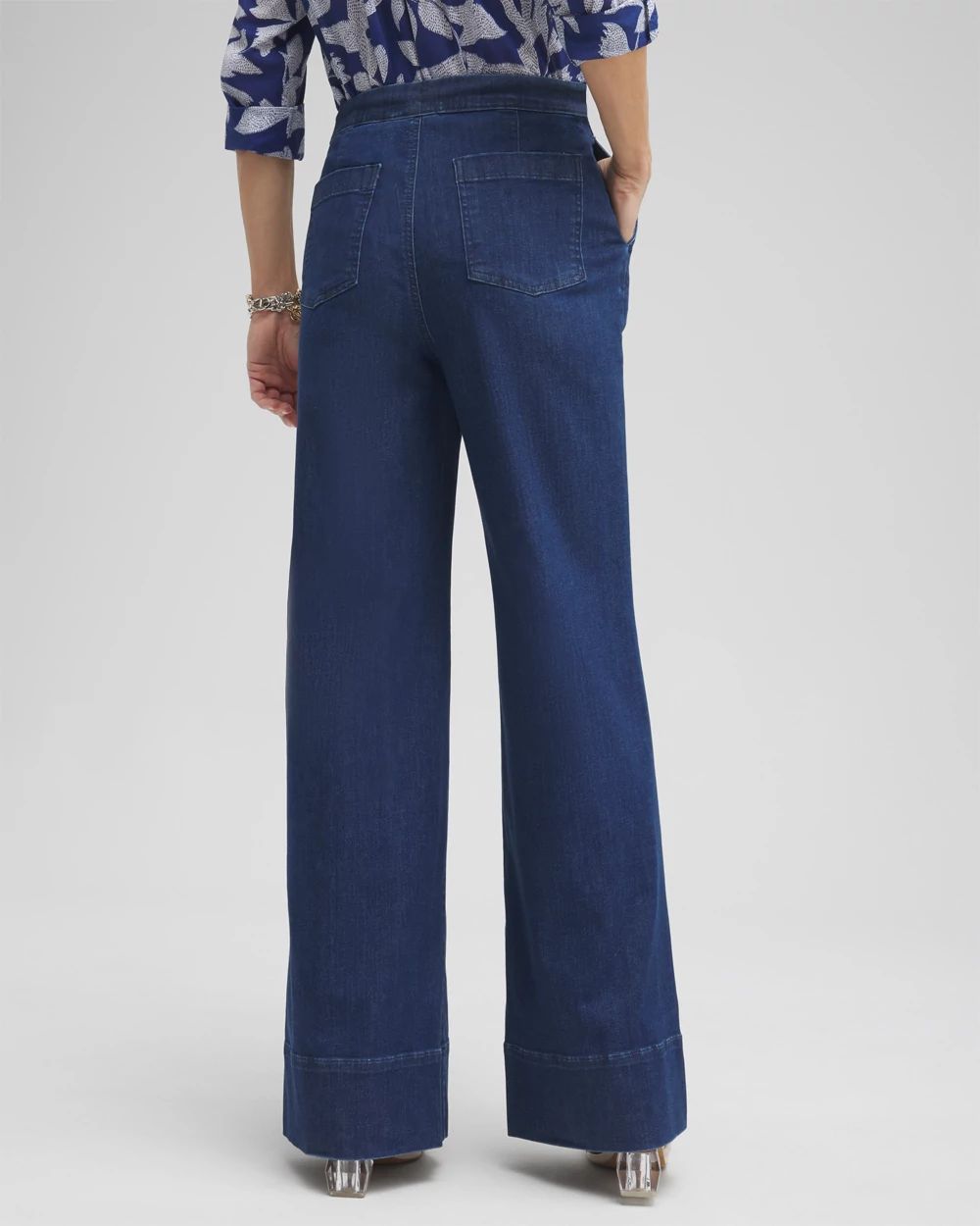 Pull-on Drawstring Wide Leg Jean