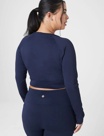 LIVI Seamless Fitted Sleeve-Detail Crop Tee