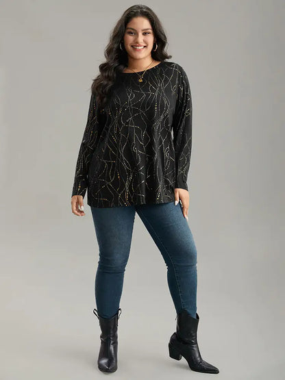 Polka Dot Contrast Round Neck T-Shirt