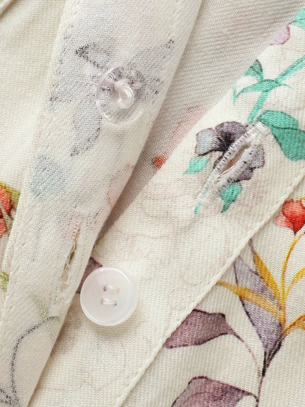 Shirt Collar Floral Patched Pocket Blouse