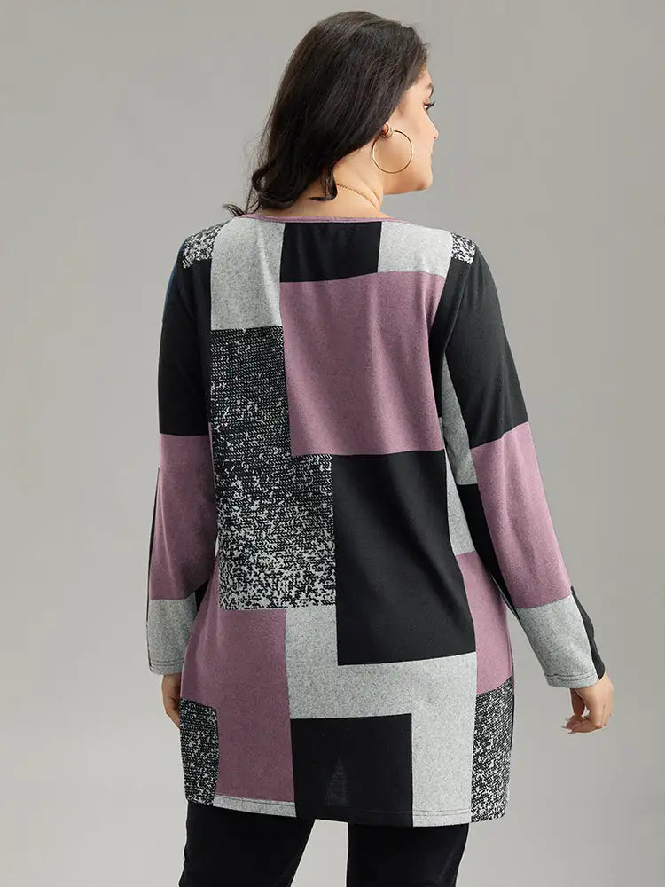 Colorblock Contrast Round Neck T-Shirt
