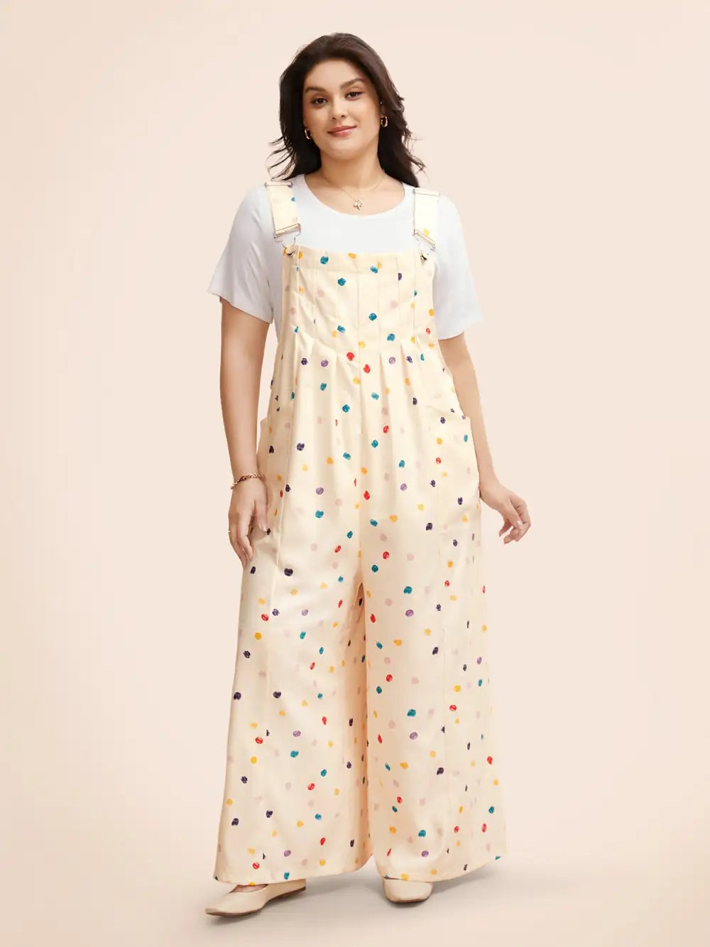 Painted Polka Dot Adjustable Straps Jumpsuit