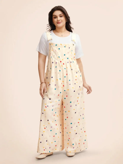 Painted Polka Dot Adjustable Straps Jumpsuit