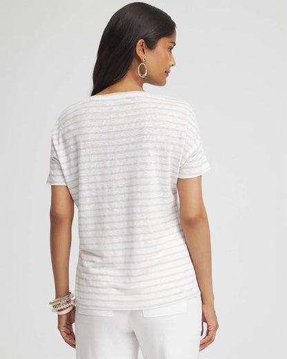 Linen Stripe Sweater Trim Tee
