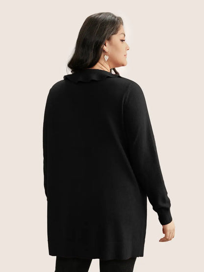 Supersoft Essentials Solid Ruffle Trim Ties Cardigan