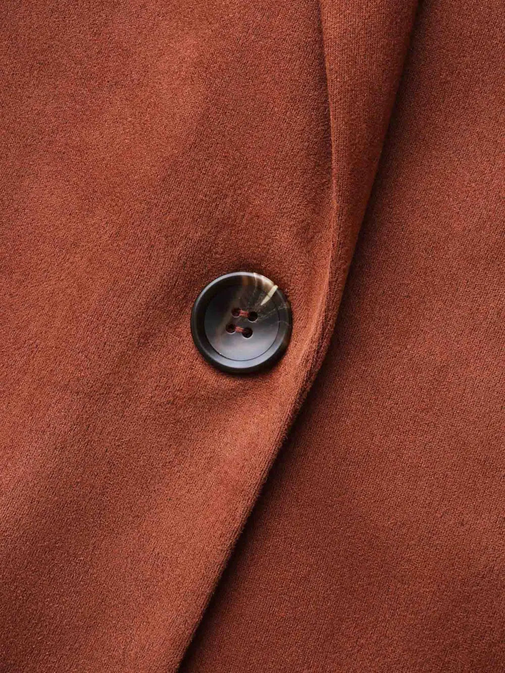 Suit Collar Faux Suede Belted Jacket