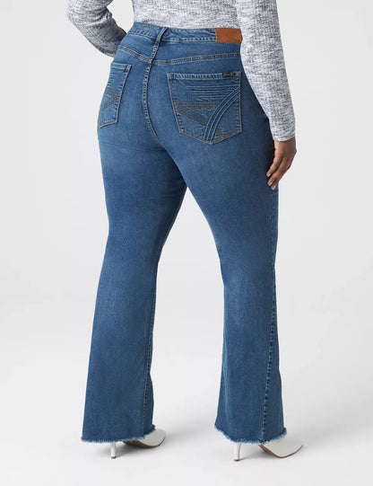 Seven7 High-Rise Flare Jean With Raw Hem
