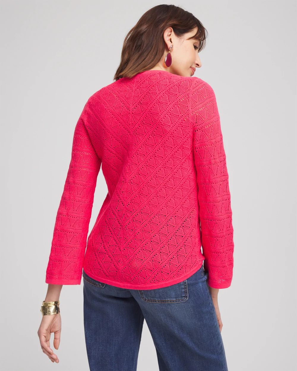 Cashmere-Blend Pointelle Pullover Sweater