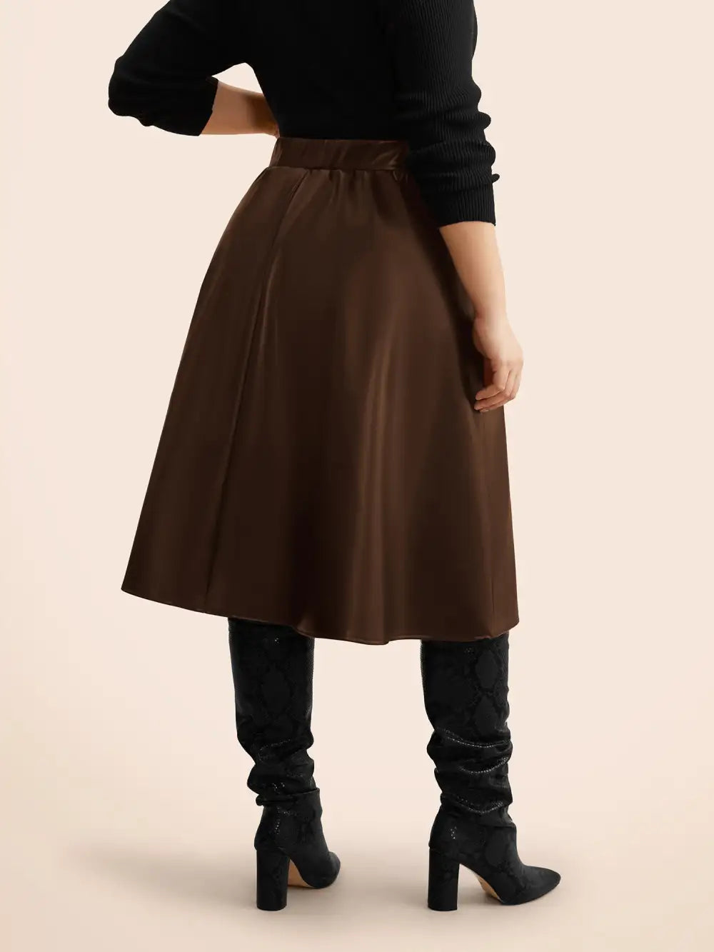 Pu Leather A-Line Skirt