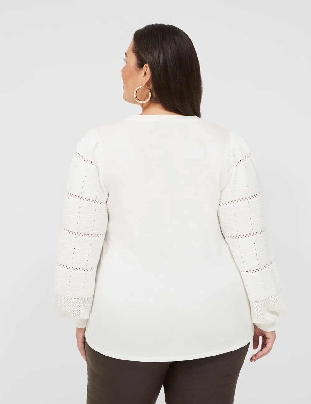 Sweater-Sleeve Crew-Neck Tee