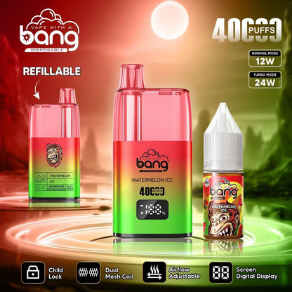 Bang 40000 40K Puffs LED Digital Display Screen Refillable Oil Vape