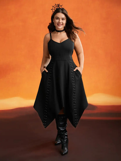 Mystic Irregular Lace Up Midi Dress